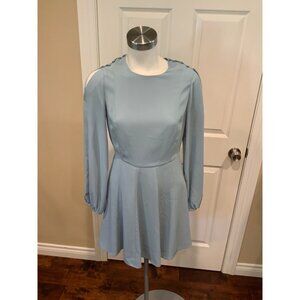 BCBG Max Azria  Bailey Light Blue Crepe Long Sleeve Mini Dress, Size S